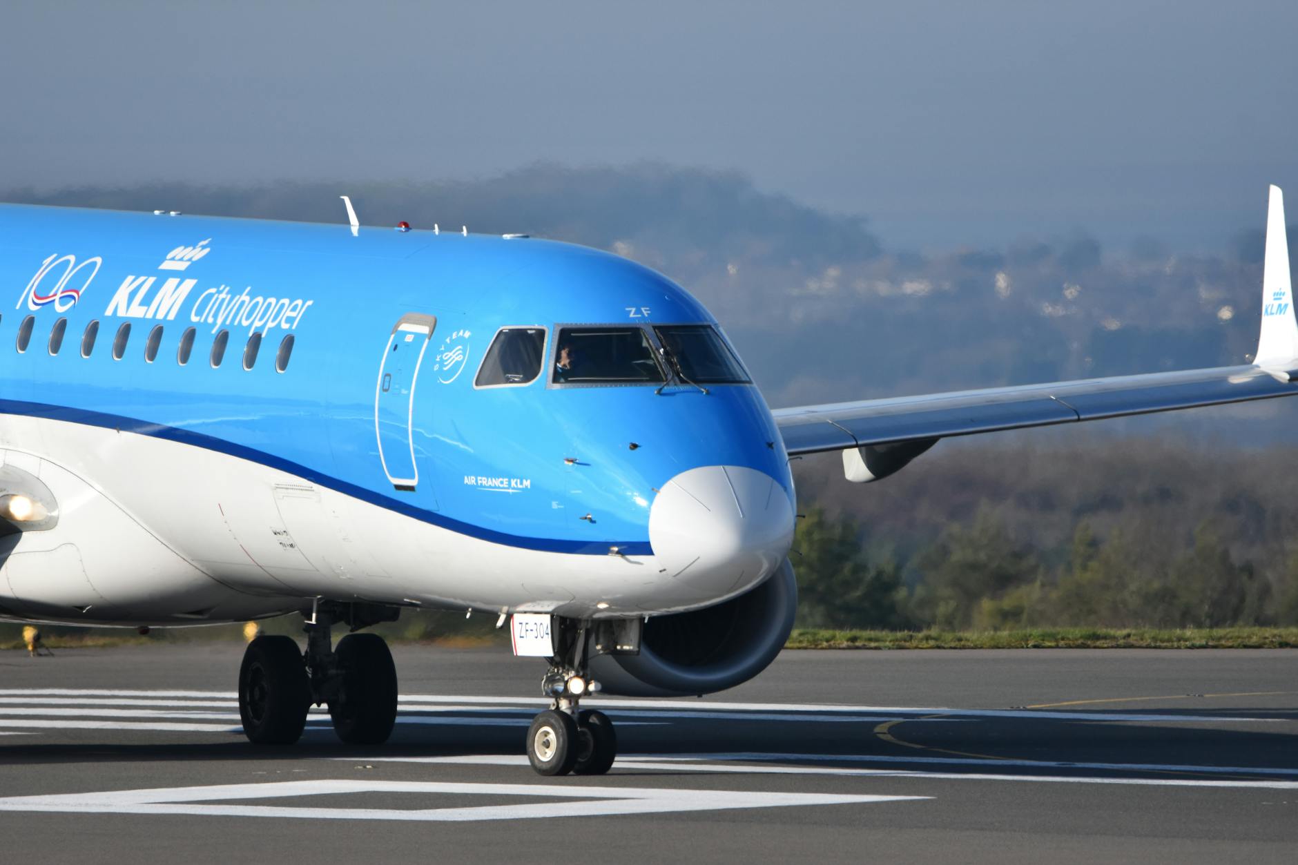 blue and white airplane